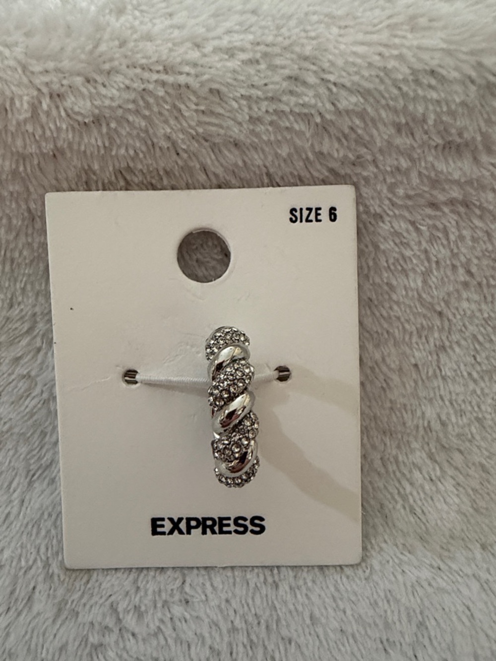 Express Silver Twisted Crystal Band Ring